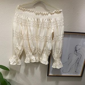 Off the shoulder lacy eyelet top